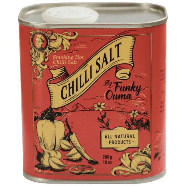 Funky Ouma Chilli Zout 280 Gram 1 Funky Ouma Chilli Zout 280 Gram