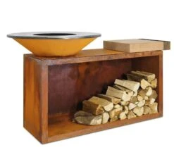 OFYR Island 85-100 Vuurkorf - Barbecue Met Meubel En Plank Van Teakhout