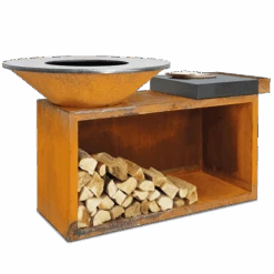 OFYR Island 100-100 Vuurkorf - Barbecue Met Meubel En Plank Van Donkergrijs Keramiek