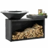 OFYR Island Black 85-100 Vuurkorf - Barbecue Met Meubel En Plank Van Donkergrijs Keramiek